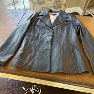 Navy Leather Jacket